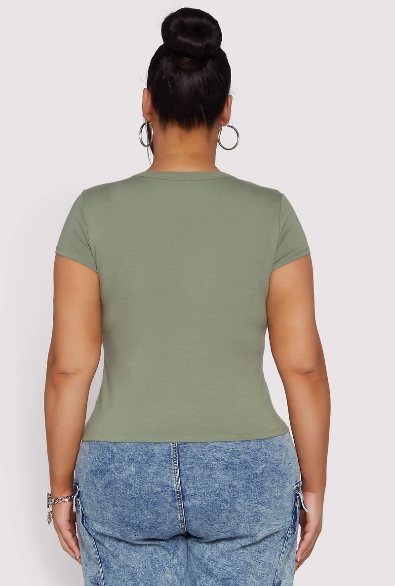 Womens Plus Short Sleeve Crew Neck Tee,