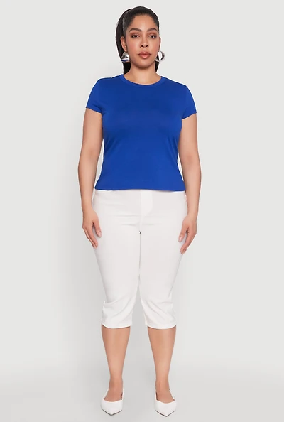 Womens Plus Short Sleeve Crew Neck Tee,