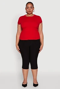 Womens Plus Size Short Sleeve Crew Neck Tee, Red, Size 1X