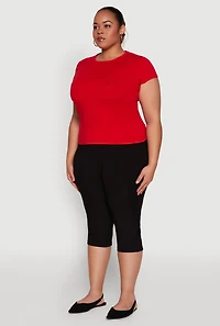 Womens Plus Size Short Sleeve Crew Neck Tee, Red, Size 1X