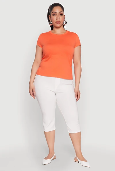 Womens Plus Short Sleeve Crew Neck Tee,