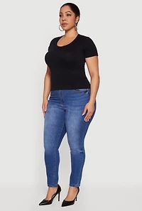 Plus Ribbed Knit Scoop Neck Shirt
