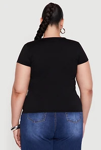 Plus Basic Short Sleeve V-Neck Top