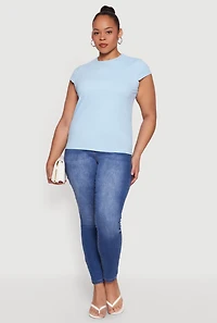 Plus Cap Sleeve Crew Neck Tee