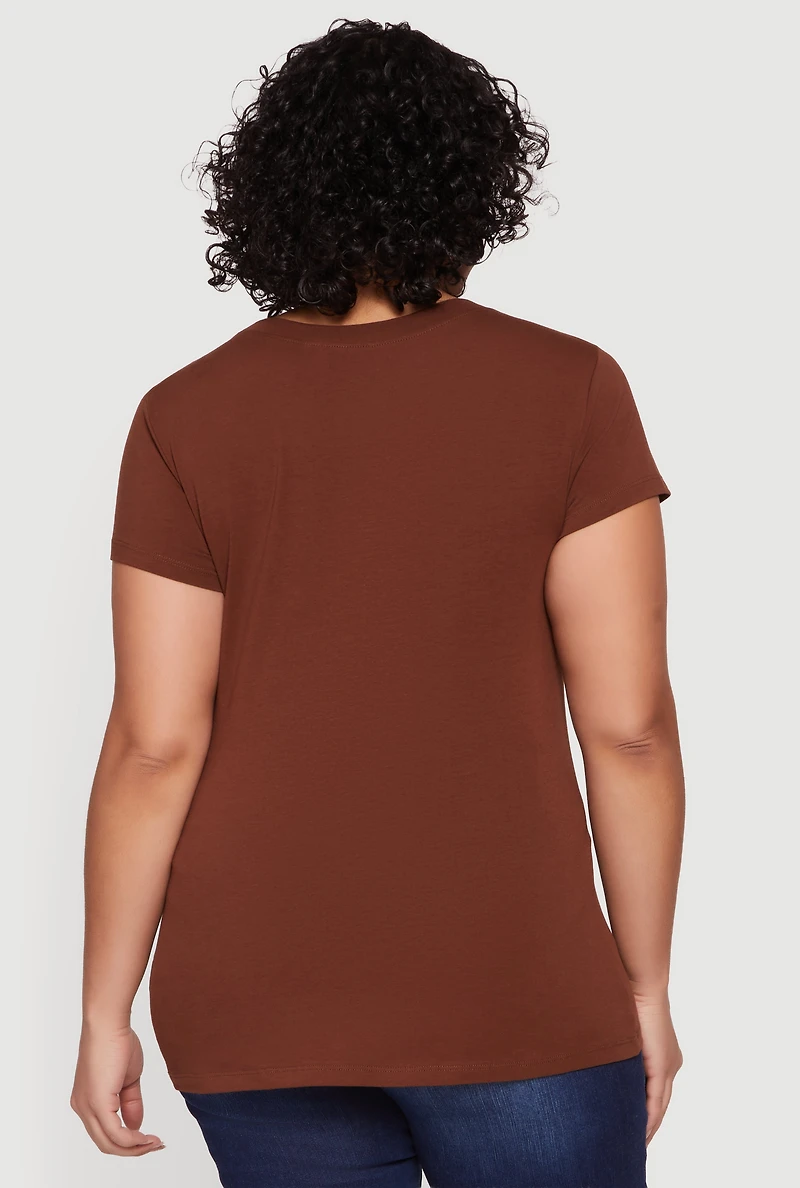 Plus Solid Short Sleeve Crew Neck Tee