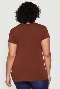 Plus Solid Short Sleeve Crew Neck Tee