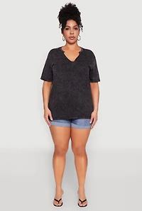 Womens Plus Notch Neck T Shirt,