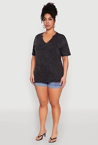 Womens Plus Notch Neck T Shirt,
