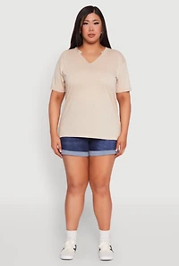 Womens Plus Notch Neck T Shirt, 2X