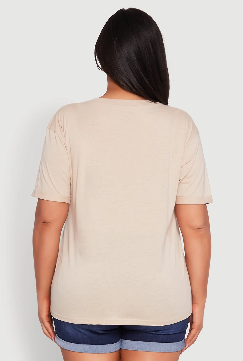 Womens Plus Notch Neck T Shirt, 2X
