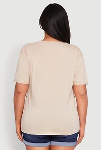 Womens Plus Notch Neck T Shirt, 2X