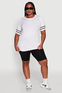Plus Classic Fit Tunic T-Shirt with Varsity Stripes