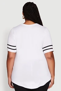 Plus Classic Fit Tunic T-Shirt with Varsity Stripes