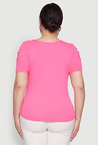 Womens Plus Cut Out Crew Neck Tee, 4X