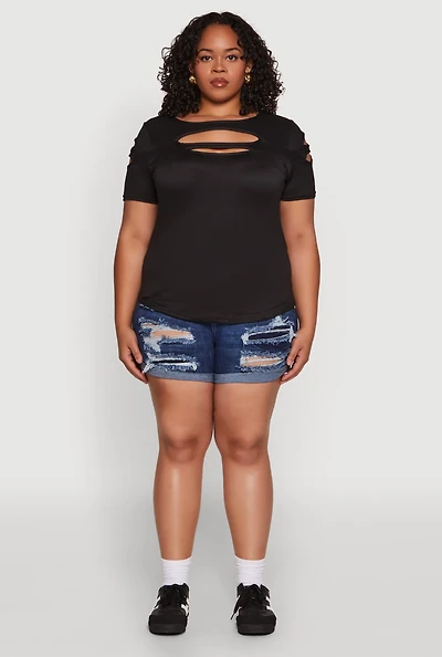 Womens Plus Cut Out Tee,