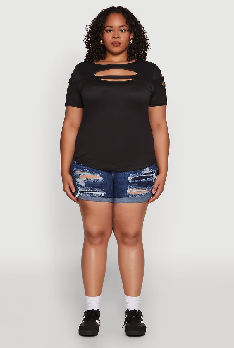 Womens Plus Cut Out Tee, 2X