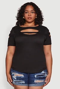 Womens Plus Cut Out Tee, 2X