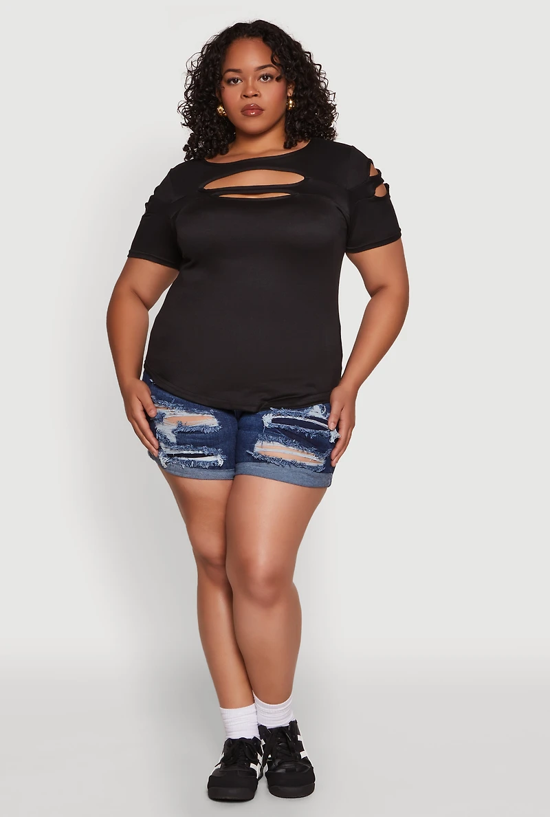 Womens Plus Cut Out Tee,