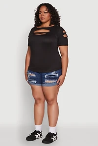 Womens Plus Cut Out Tee, 2X