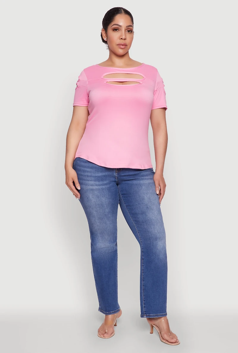 Womens Plus Cut Out Tee, 1X