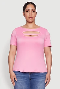 Womens Plus Cut Out Tee, 1X