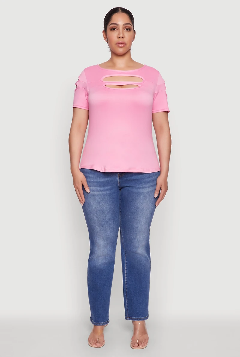 Womens Plus Cut Out Tee, 1X
