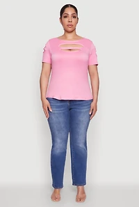 Womens Plus Cut Out Tee, 1X
