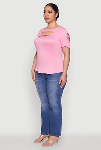Womens Plus Cut Out Tee, 1X