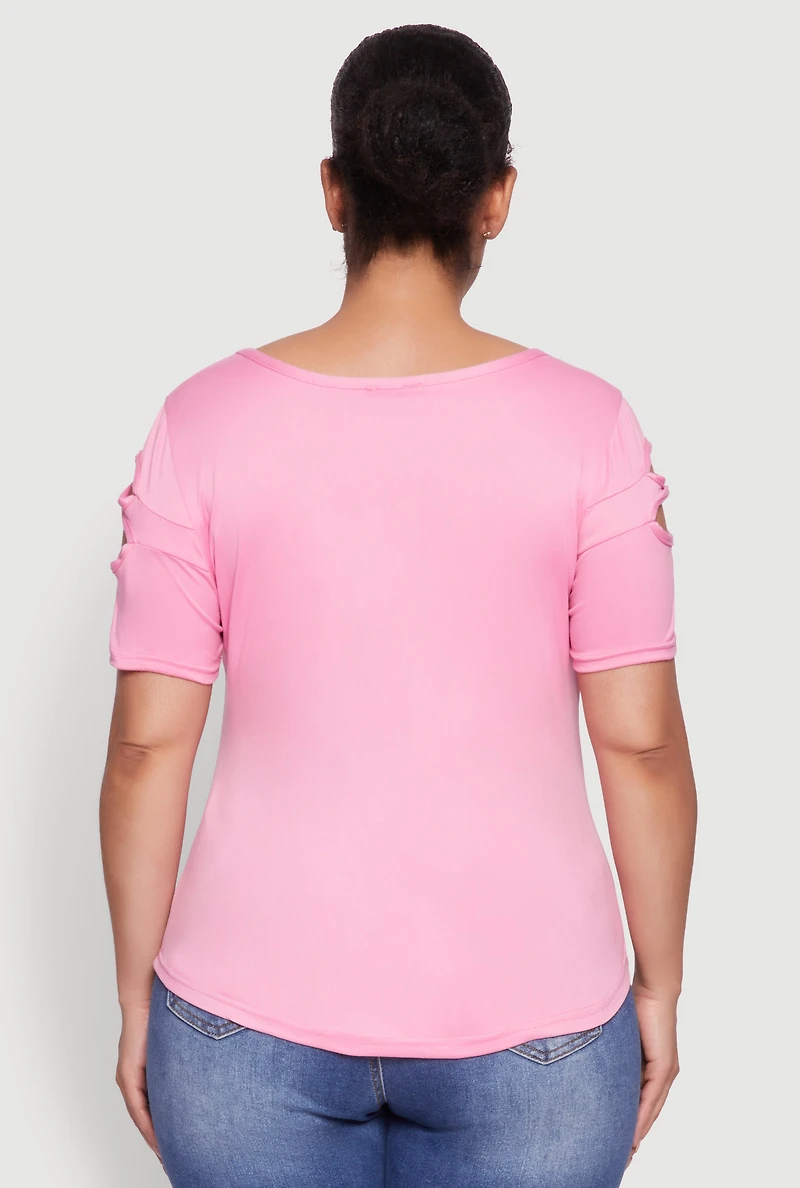 Womens Plus Cut Out Tee, 1X