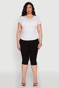 Womens Plus Seamless Rib Knit Tee, White,