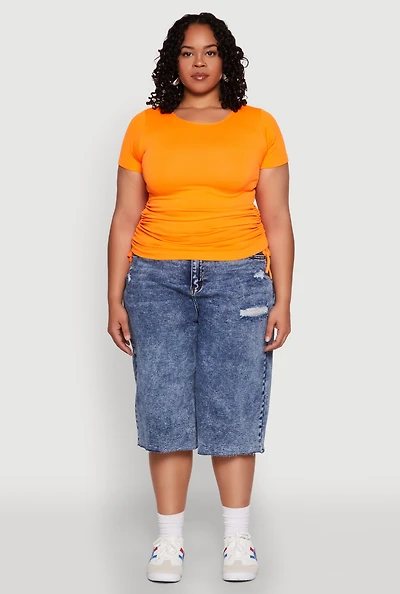 Womens Plus Seamless Rib Knit Tee,
