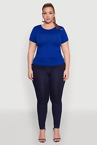 Womens Plus Seamless Drawstring Side Tee,