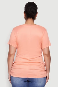 Plus Ribbed Knit Ruched Tee