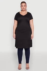 Plus Ruched Side Slit Maxi Top