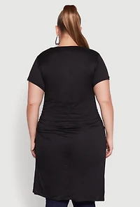 Plus Ruched Side Slit Maxi Top