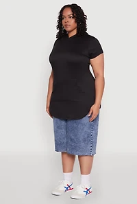 Womens Plus Kangaroo Pocket Tunic Hooded Top, 1X