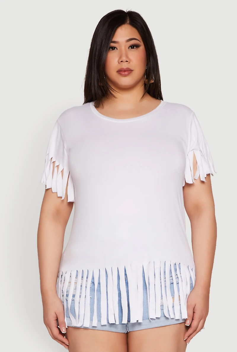 Plus Fringe Sleeve Tee