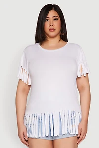 Plus Fringe Sleeve Tee
