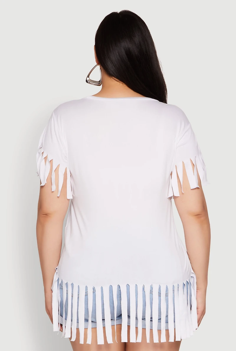 Plus Fringe Sleeve Tee