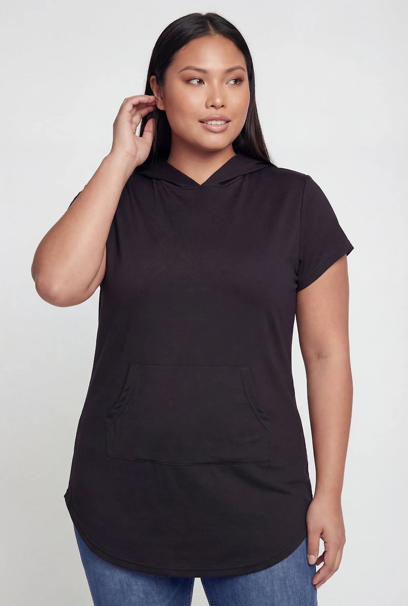 Plus Kangaroo Pocket Hooded Top