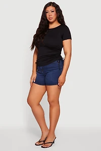 Plus Compression Rib Ruched Short Sleeve Top