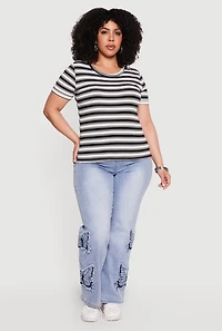 Plus Striped Short Sleeve Tee