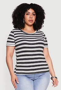 Plus Striped Short Sleeve Tee