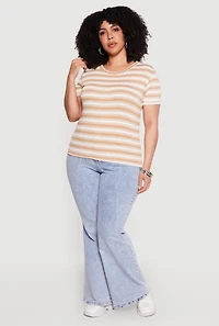 Plus Striped Short Sleeve Tee