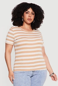 Plus Striped Short Sleeve Tee