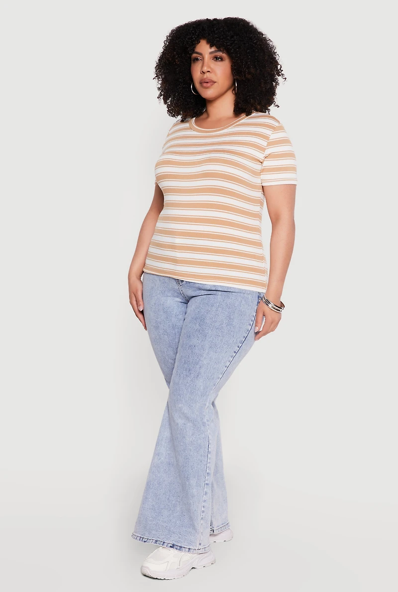 Plus Striped Short Sleeve Tee