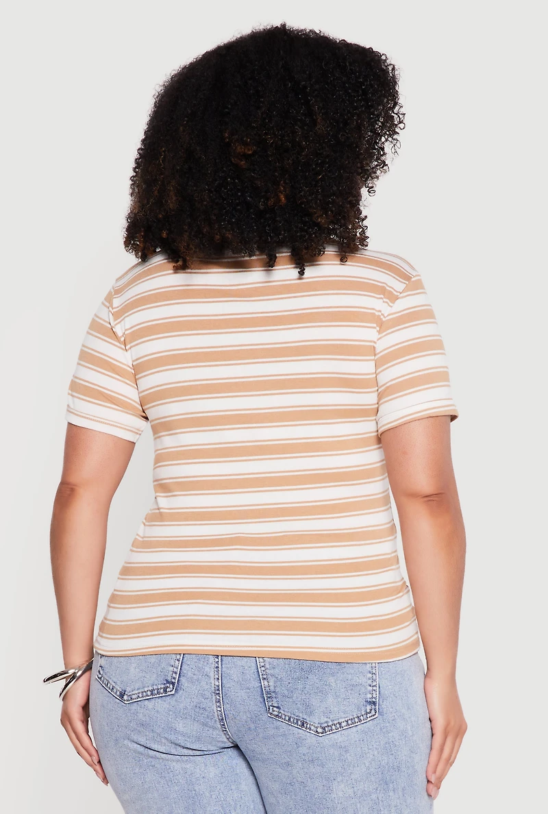 Plus Striped Short Sleeve Tee