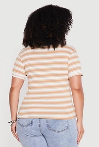 Plus Striped Short Sleeve Tee