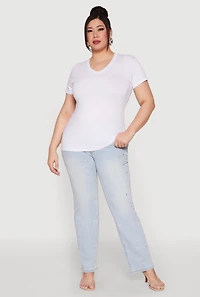 Plus V Neck Short Sleeve Top