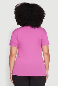 Womens Plus V Neck Short Sleeve Top, 1X